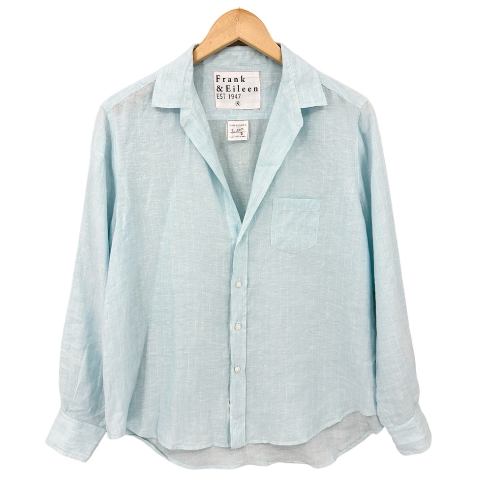 FRANK & EILEEN Shirt Linen Button Up Blue